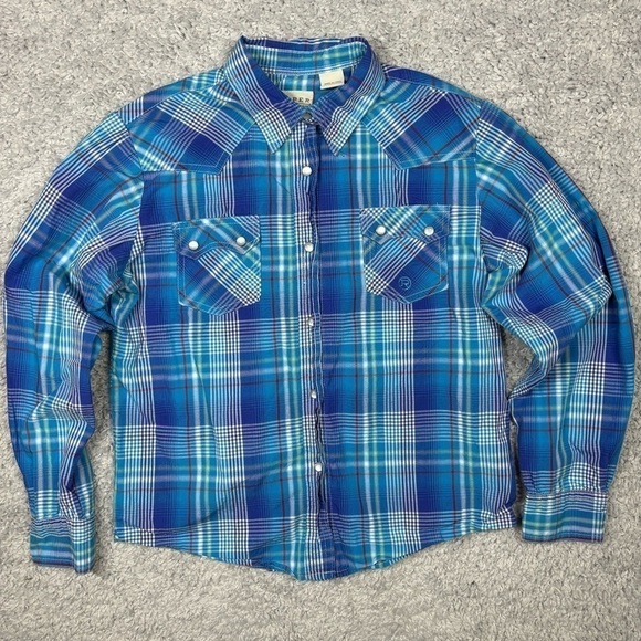 Roper Shirt Boys Extra Large Western Plaid Pearl Snap Rodeo Party Pictures Basic - Picture 1 of 3